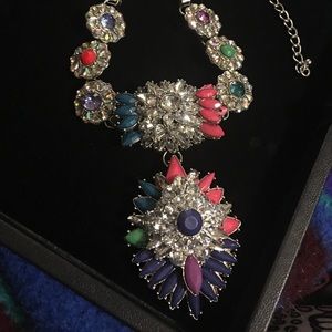 Showy statement necklace colorful rhinestones